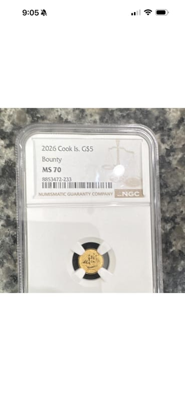 2026 NGC MS70 1 Gram Gold (G$5) Coin Cook Islands - Image 1
