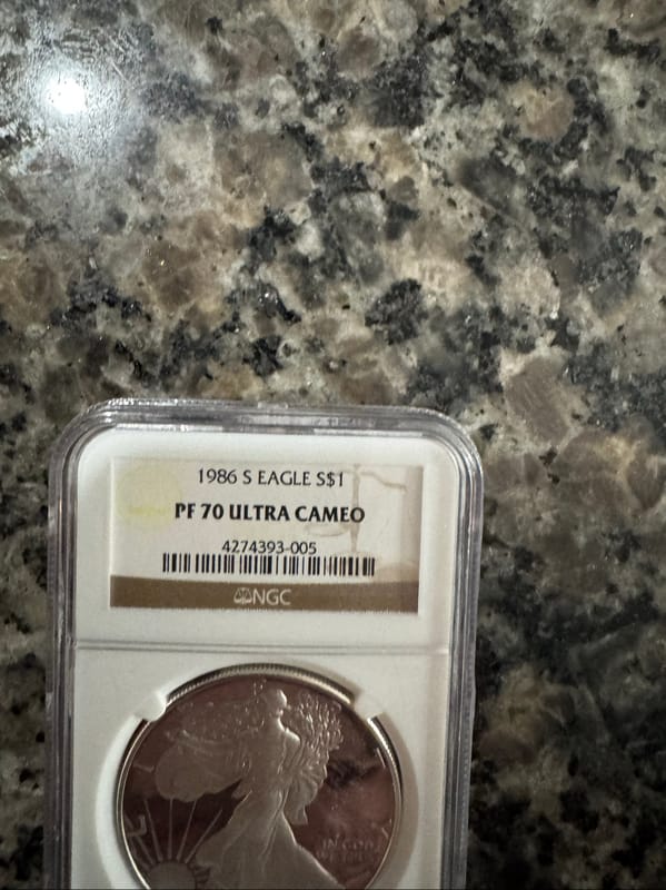 1986 S Eagle $1 PF70 Ultra Cameo Silver Eagle - Image 4