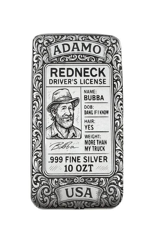 10 oz Silver Art Bar 999 - Redneck DL - Limited Ed - Image 1
