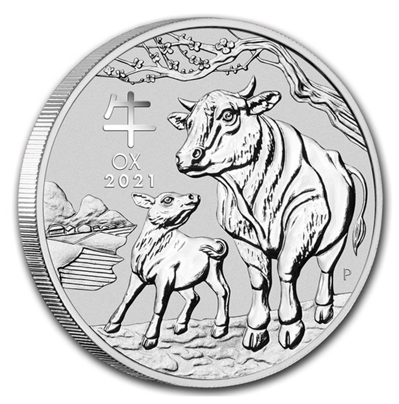 2021 1 oz Perth Silver Lunar Ox in Capsule (S 3) - Image 1