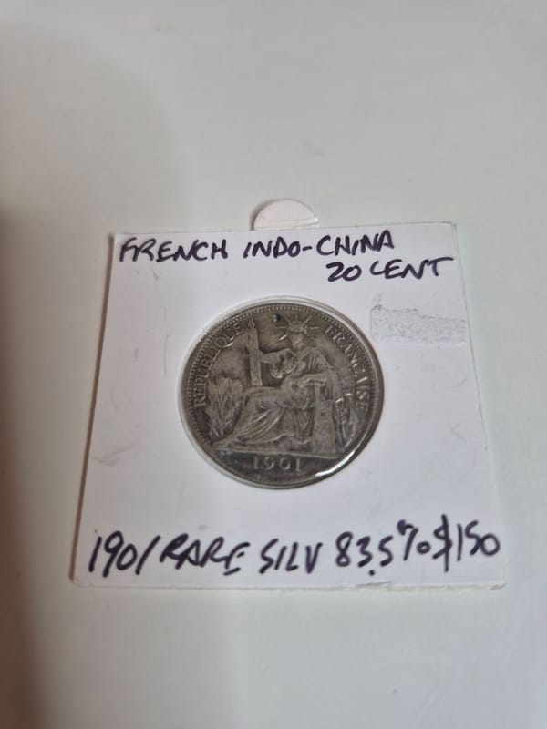 1901 French  Indo China 20 cent Silver coin - Image 1