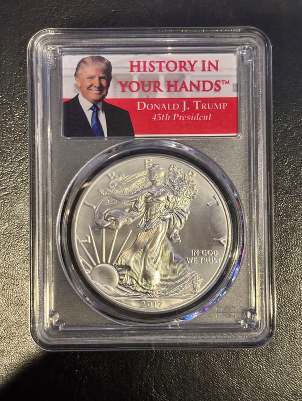 2017 PCGS MS70 Silver Eagle "First Strike" label - Image 1