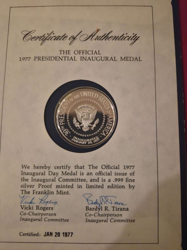 Jimmy Carter Silver Inaugural Medal & Postal Cover - Image 2