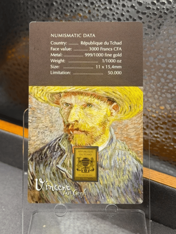 Gold: Vincent Van Gogh Self Portrait 1/1000th Gold AUC - Image 2