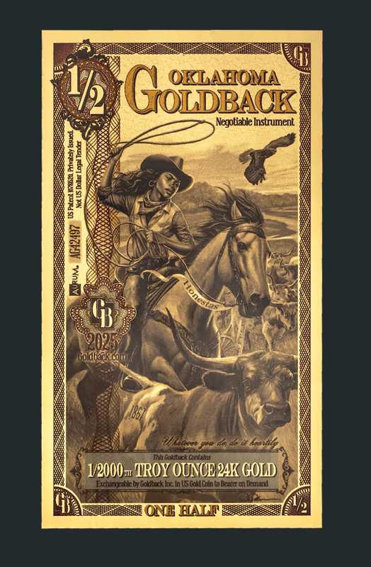 10 x 2025 Oklahoma 1/2 goldback x 10! - Image 1