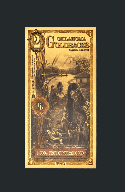 NEW 5 x Oklahoma 2 Goldback 1/500 Oz Gold .999 - Image 2