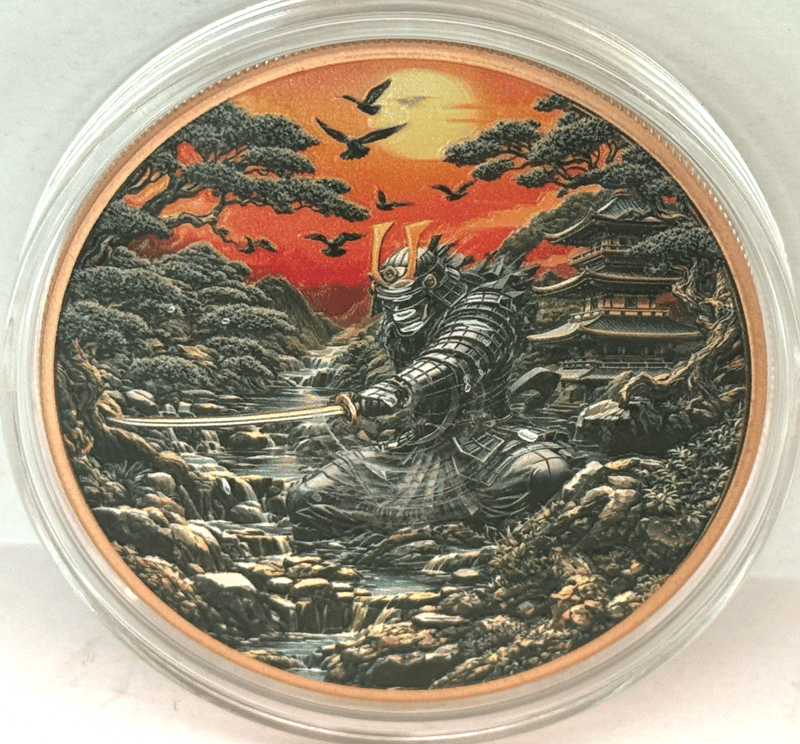 Ancient Warriors Samurai 5 oz Copper Medal - Image 1