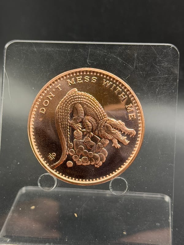 2 x Alligator Dont Mess With Me Copper 1 oz Round - Image 1