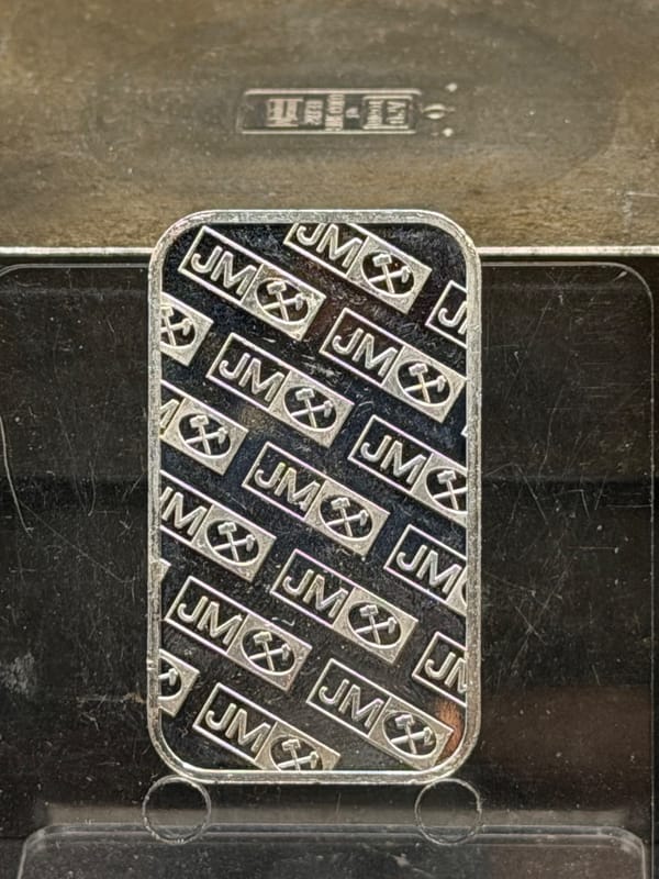 JM Johnson Matthey 1oz Bar JM Back ~ A4393597 - Image 2