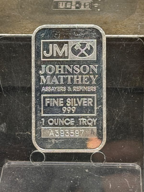 JM Johnson Matthey 1oz Bar JM Back ~ A4393597 - Image 1