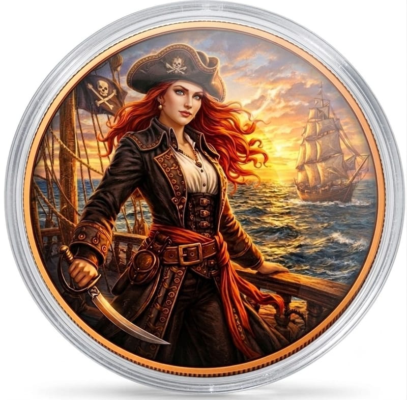 Captain Scarlet Colorized 5 oz Copper Round in Cap - Image 1
