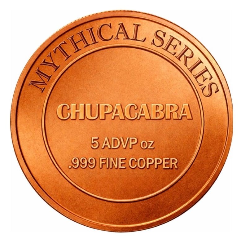 Mythical Creatures Chupacabra 5oz 999 Copper Round - Image 3