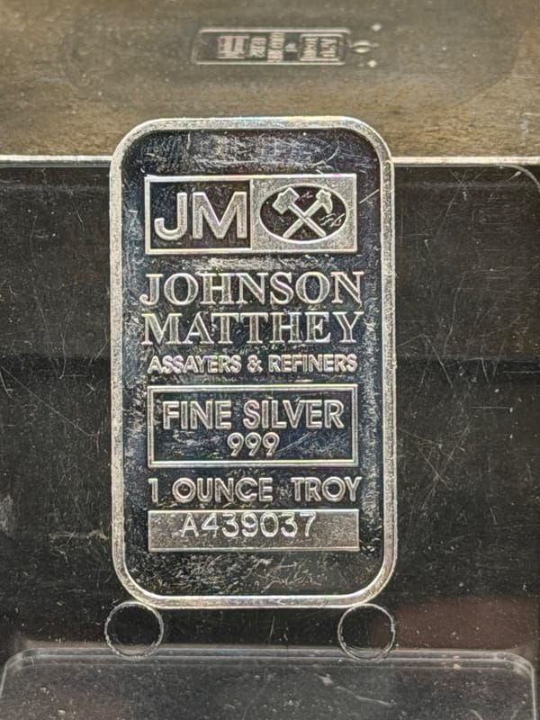 JM Johnson Matthey 1oz Bar JM Back ~ A439037 - Image 1
