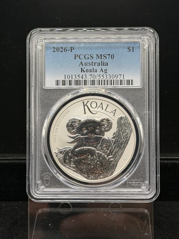 2026 Australia 1 oz Silver Koala PCGS MS-70 | PeerMetals