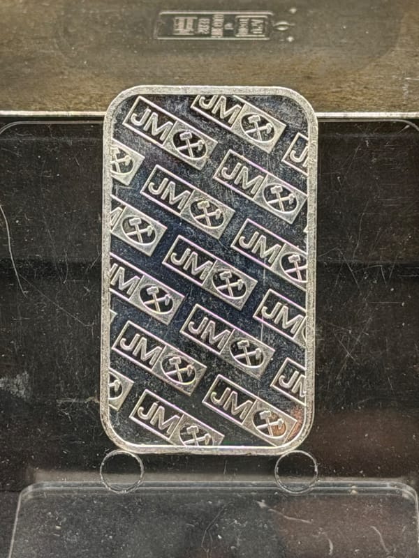 JM Johnson Matthey 1oz Bar JM Back ~ A439037 - Image 2