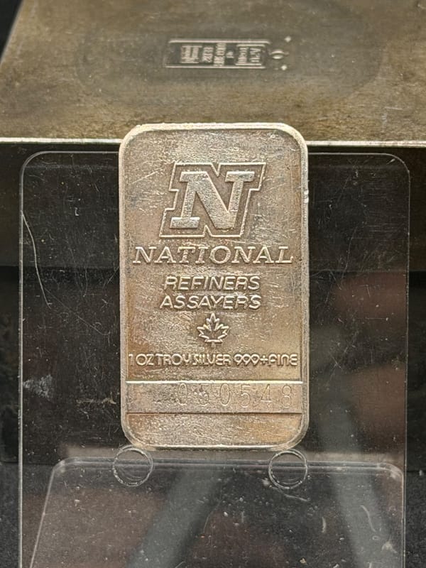 NEAR SPOT Silver 1oz National Vintage Bar - Image 1