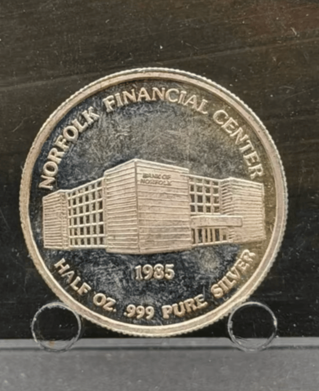 Vintage 1985 1/2 Oz 999 Silver Norfolk Financial - Image 1