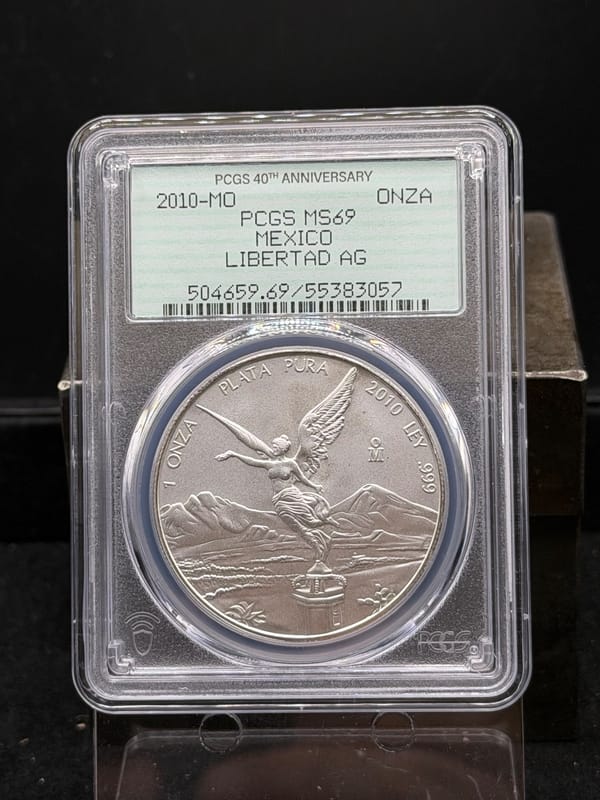 2010 Mo Mexico 1 Onza Silver Libertad PCGS MS69 - Image 1