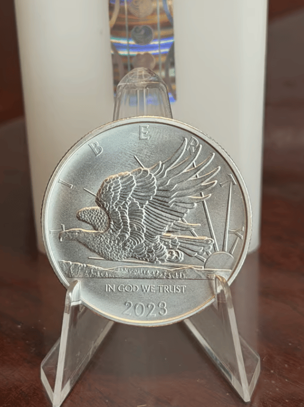 Near Spot: 2023 1 oz Samoa John Mercanti Eagle | PeerMetals