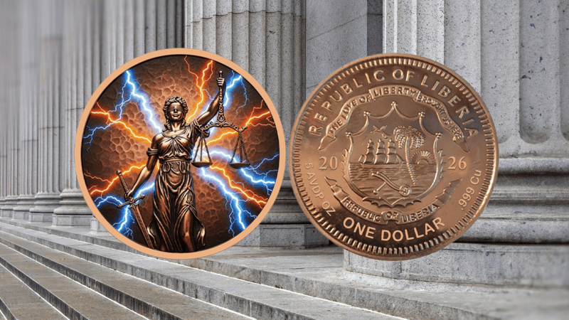 2026 Liberia Celestial Balance Colorized 5 oz Copper - Image 3