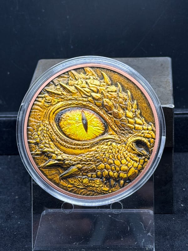 Golden Dragon Colorized 5 oz Copper Round - Image 1