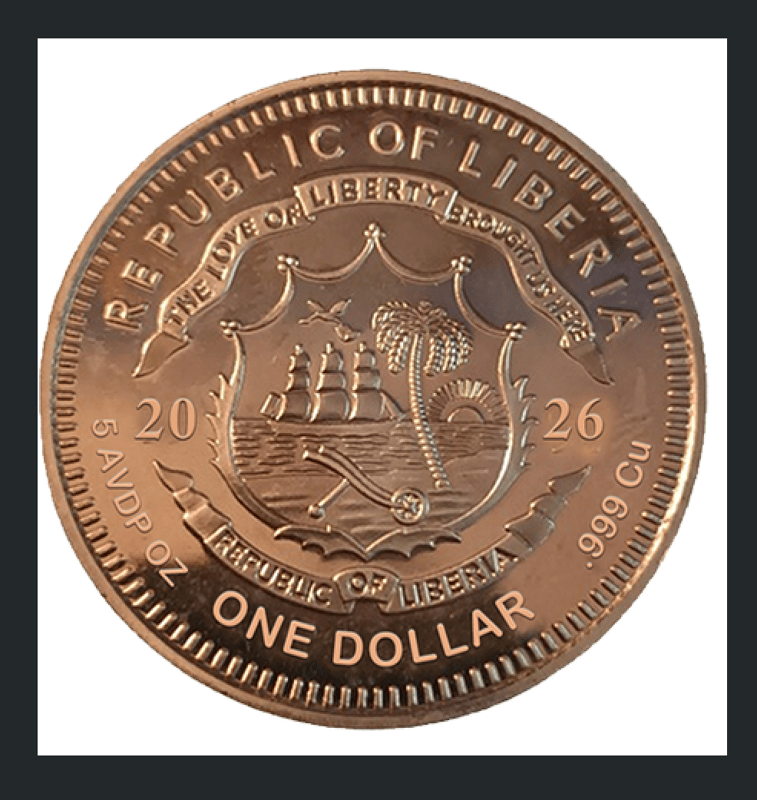 2026 Liberia Celestial Balance Colorized 5 oz Copper - Image 2