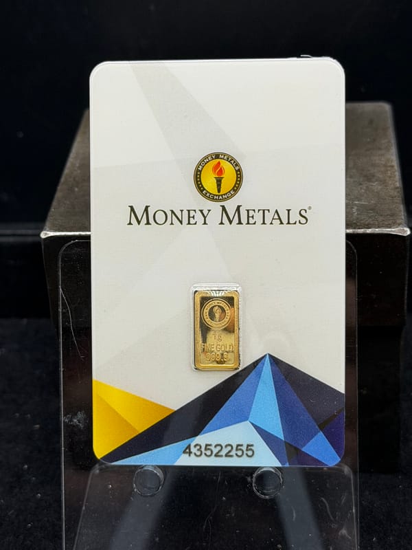 Money Metals 1 gram  .999 Fine Gold Bar - Image 1