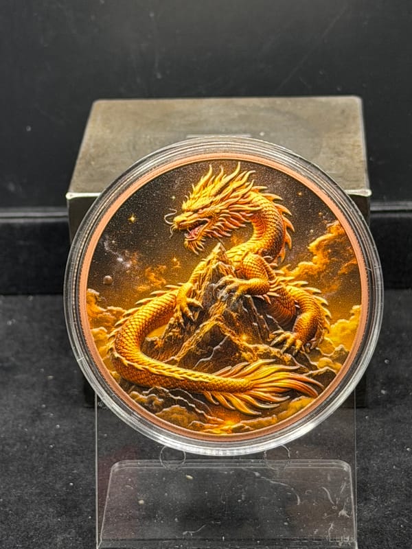 Golden Dragon Colorized 5 oz Copper Round - Image 3