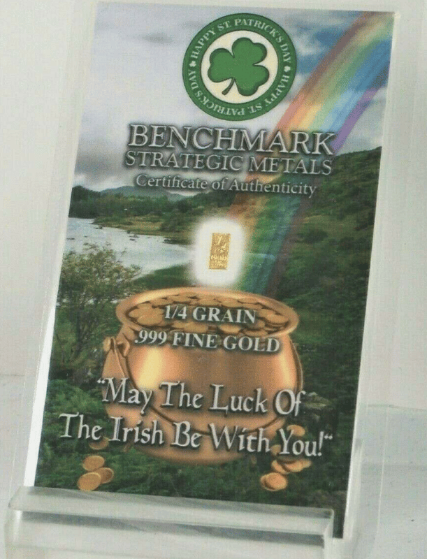 GOLD Luck of the Irish 1/4 Grain Gold 24k  AUC - Image 1
