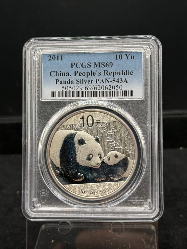 2011 China PRC Panda 10 Yuan Silver ~ PCGS MS69 - Image 1