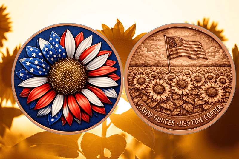 Freedom Flower Colorized 5oz Copper in Capsule - Image 1