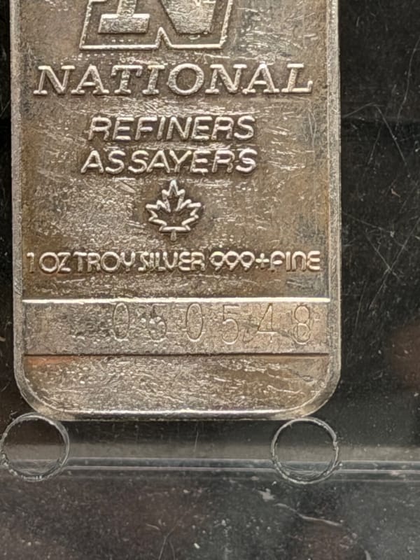 NEAR SPOT Silver 1oz National Vintage Bar - Image 2