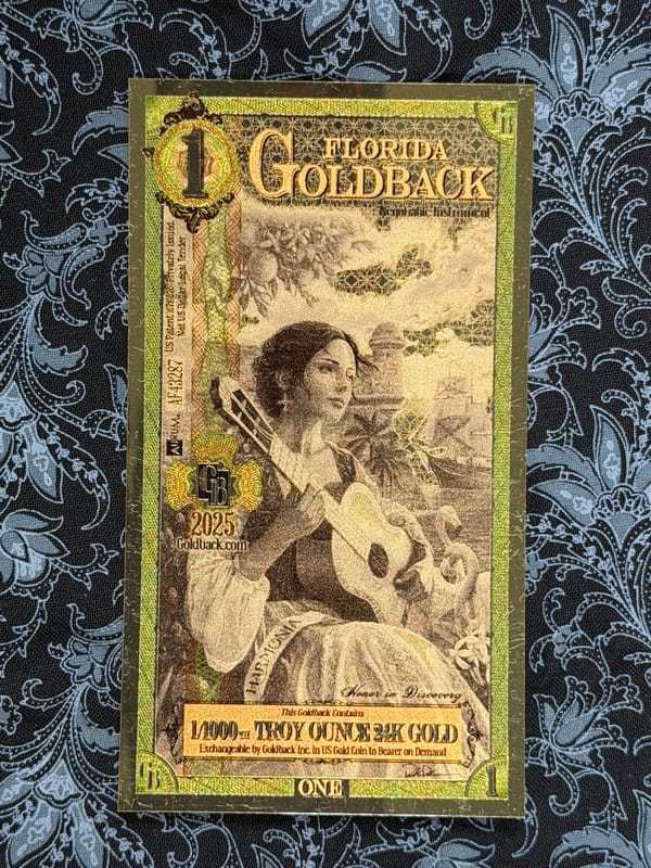 2025 Florida $1 Goldback - 5 pack - Image 1