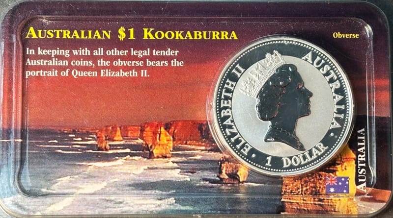 1992 Australian Silver Kookaburra 1 oz Littleton  - Image 4