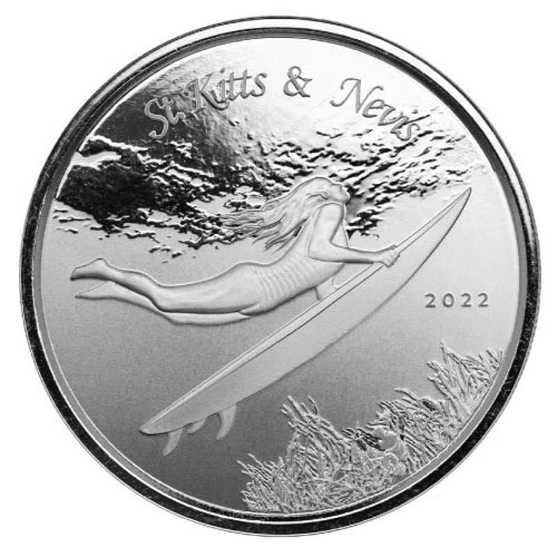 2022 St. Kitts Underwater Surfer 1 oz .999 Silver - Image 1