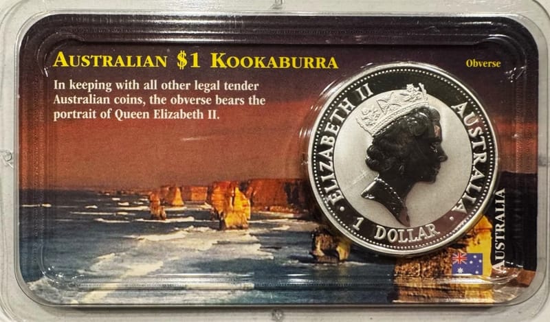 1992 Australian Silver Kookaburra 1 oz Littleton  - Image 2