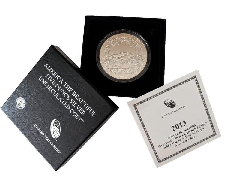 2013 ATB 5 oz Silver Coin White Mountain Box/COA | PeerMetals