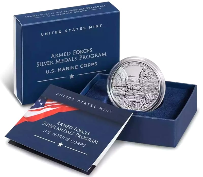 Armed Forces MARINE Silver Medal 1 oz US Mint  - Image 1