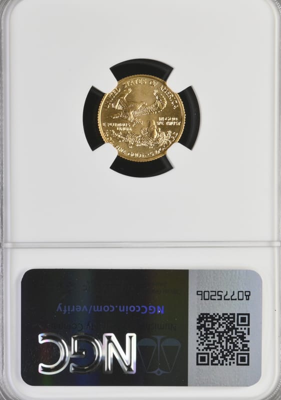 1995 $5 Gold Eagle .10 oz  G$5 NGC MS69 - Image 2