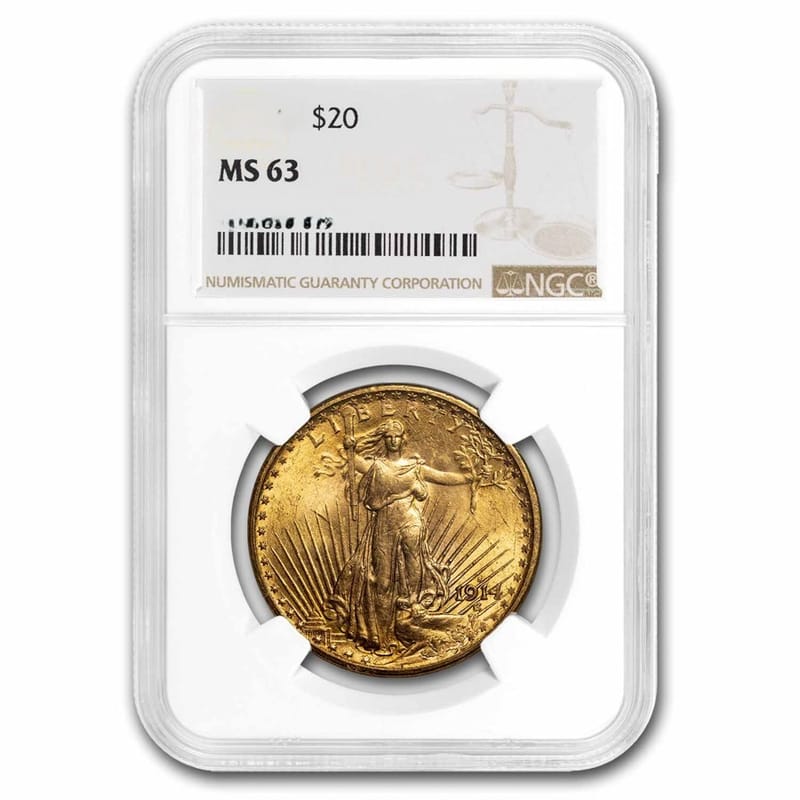 Choice $20 St Gaudens Gold Double Eagle NGC MS63 - Image 1