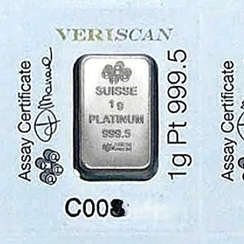 1 Gram PLATINUM BAR Lady Fortuna Sealed PAMP SUISS - Image 1