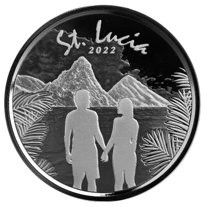 2022 St. Lucia Romantic Couple 1 oz .999 Silver - Image 1
