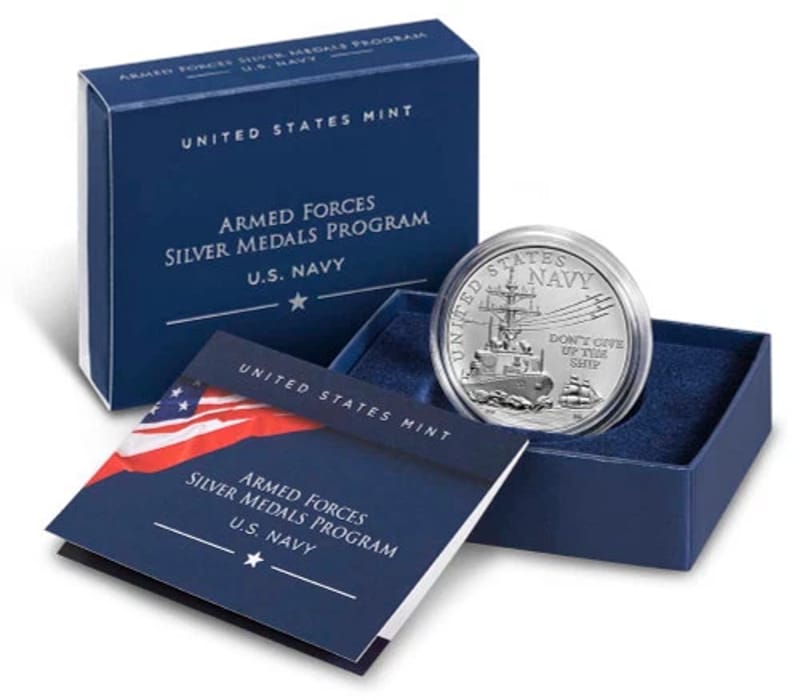 Armed Forces US Navy Silver Medal 1 oz US Mint - Image 2