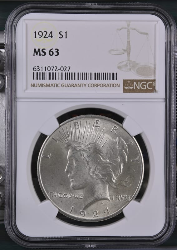 1924 Peace Silver Dollar NGC MS63 - Image 1