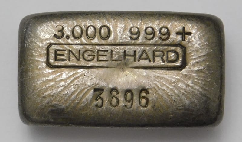 RARE 3 oz Silver Bar - Engelhard Brand Name (Vinta - Image 1