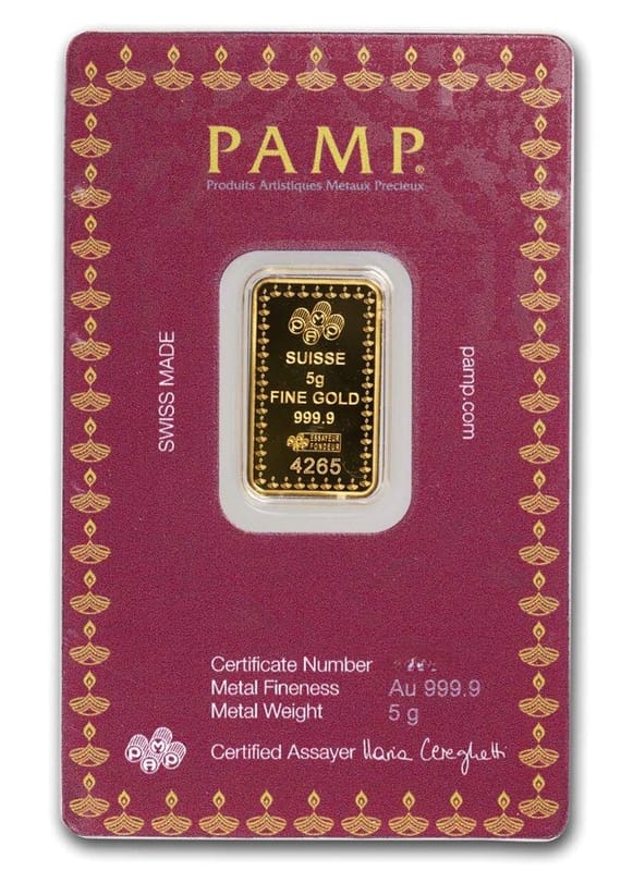 5 gram Gold Bar -.999 PAMP Suisse Diwali Festival  - Image 2