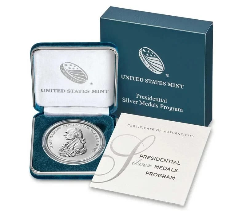 US Mint 1 oz Silver Medal President James Madison - Image 1