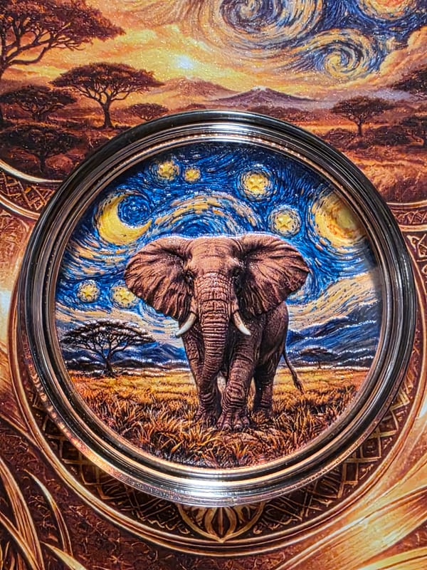 Elephant 1 Oz Copper Africa Big Five Starry Night - Image 3