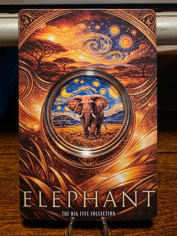 Elephant 1 Oz Copper Africa Big Five Starry Night - Image 1