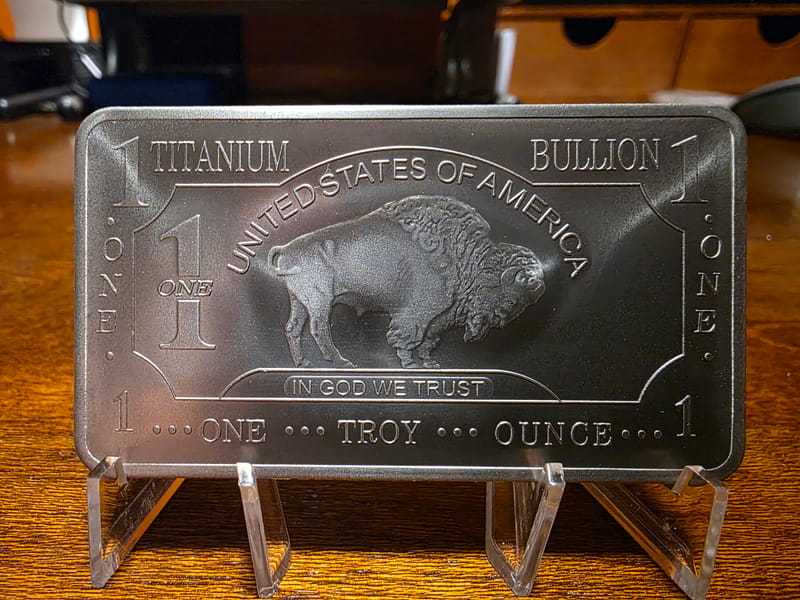 Titanium Buffalo Bar - One Troy Ounce Fine .999 - Image 1